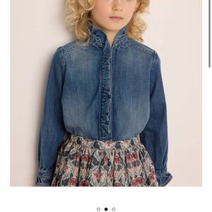 Bonpoint girls Denim Ruffle Shirt